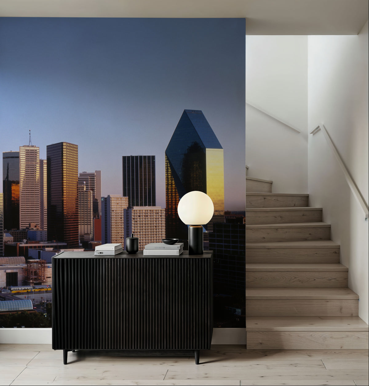 Golden Metropolis Dusk Mural Wallpaper - room preview 03