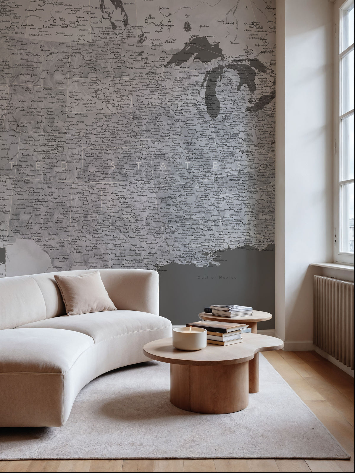 US Map Detailed - Paolo Mural Wallpaper - room preview 03