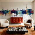 Stuttgart Germany Skyline Blue & Bronze Mural Wallpaper - room preview 03