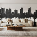San Jose California Skyline Black & White Mural Wallpaper - room preview 03