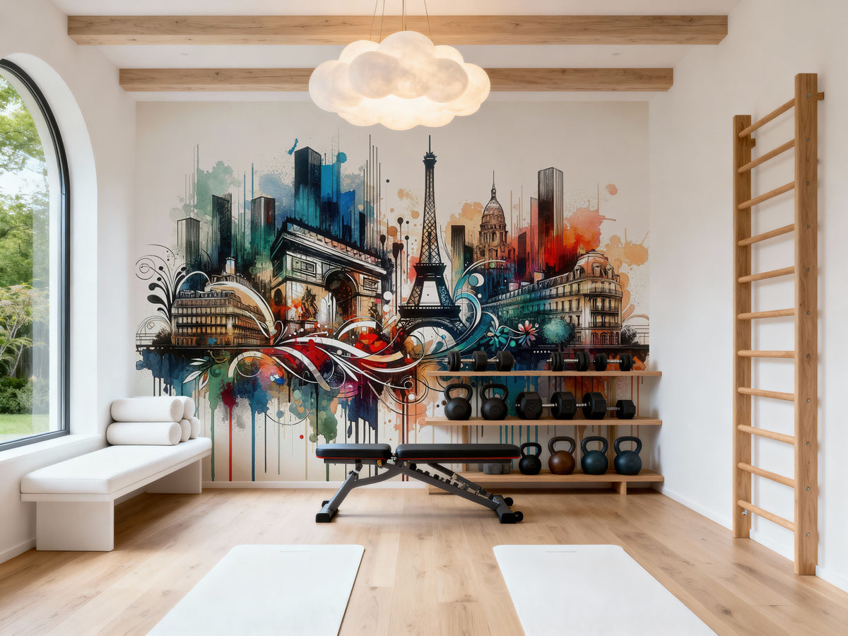 Watercolor Skyline Paris III Mural Wallpaper - room preview 03