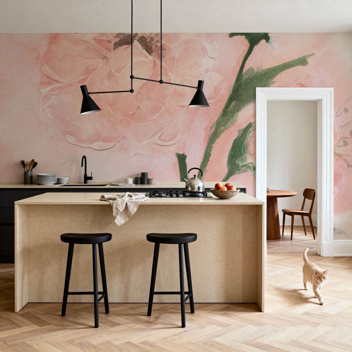 Dimensional Poppy I Mural Wallpaper - room preview 03