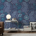 Painterly Tigers Blue Mural Wallpaper - room preview 03