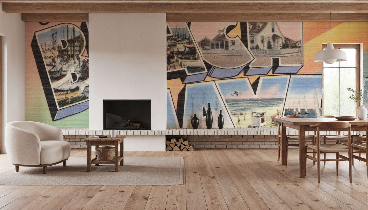 Greetings From Beach Haven Mural Wallpaper - room preview 03