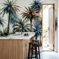 Vibrant Palm Trees in Watercolor Mural Wallpaper - room preview 03