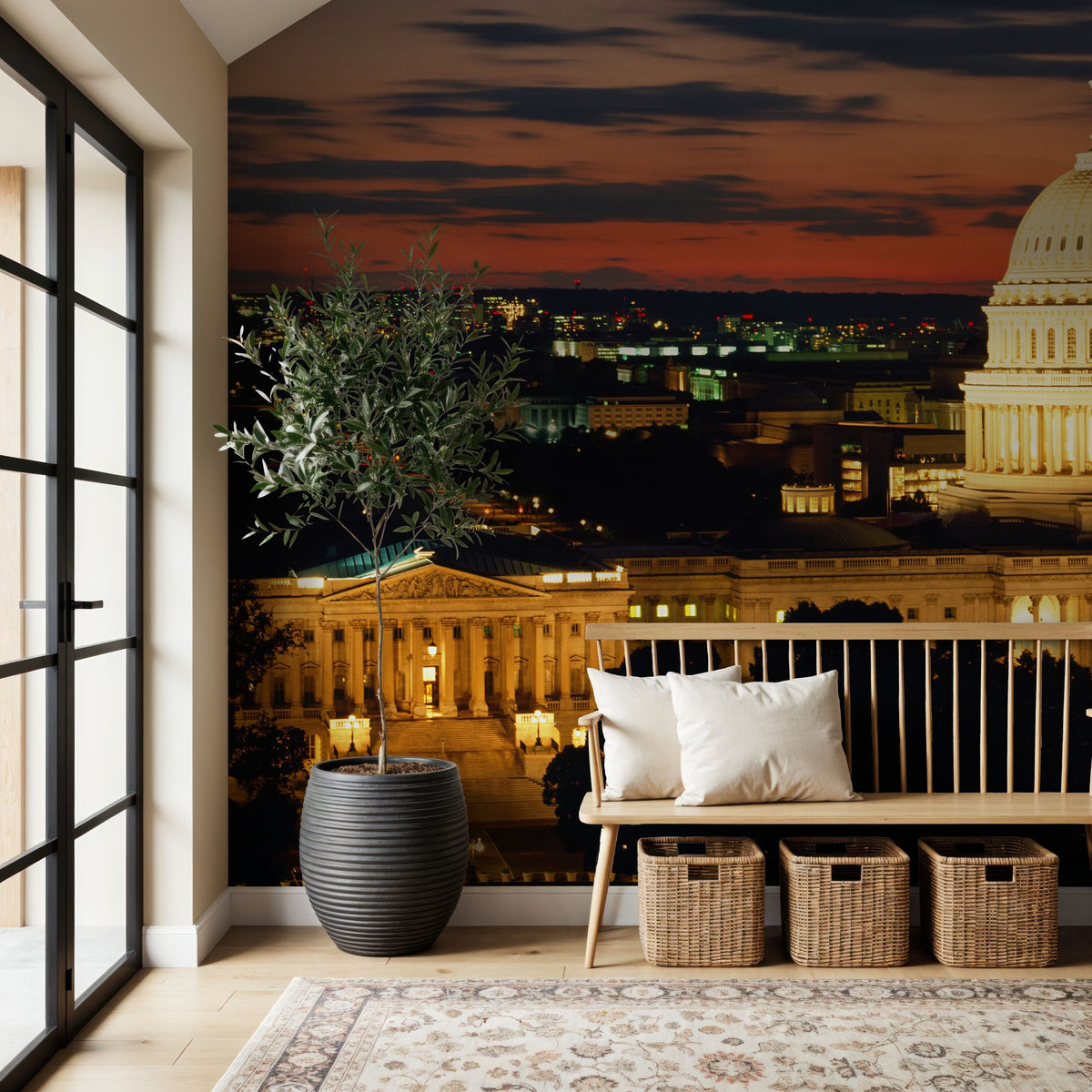Capitol Twilight Red Mural Wallpaper - room preview 03