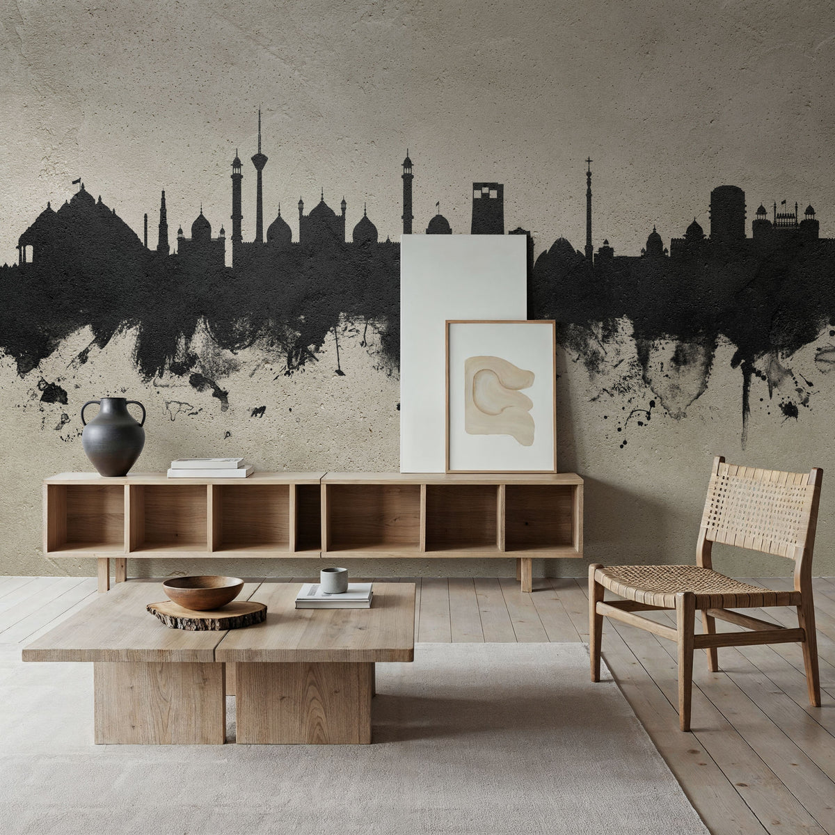 New Delhi India Skyline Mural Wallpaper - room preview 03