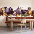 St John's Canada Skyline Purple & Gold Mural Wallpaper - room preview 03