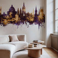 Oxford England Skyline Purple & Gold Mural Wallpaper - room preview 03