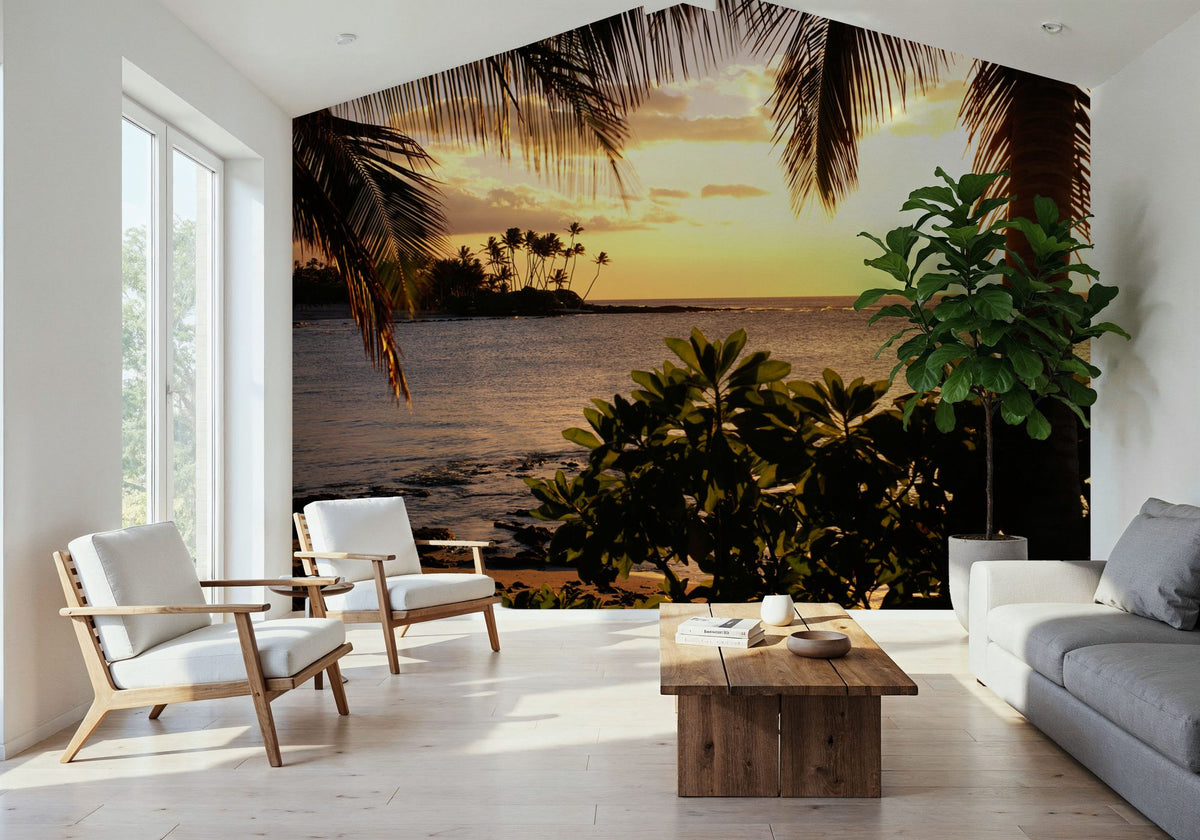 Golden Palm Horizon Mural Wallpaper - room preview 03