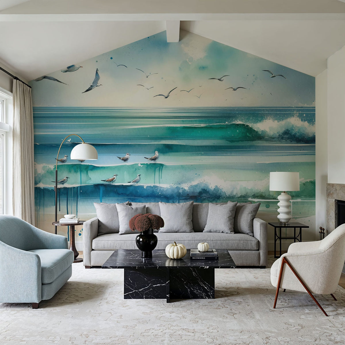 Serene Seascape Mural Wallpaper - room preview 03