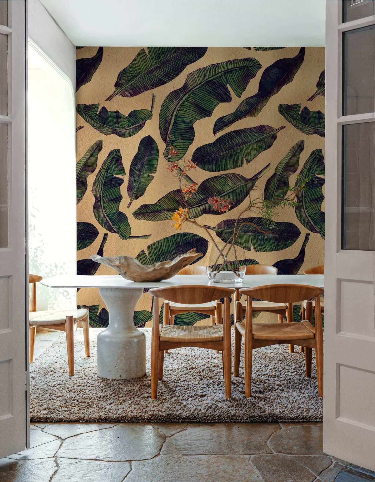 Veined Banana Leaf Mural Wallpaper - room preview 03