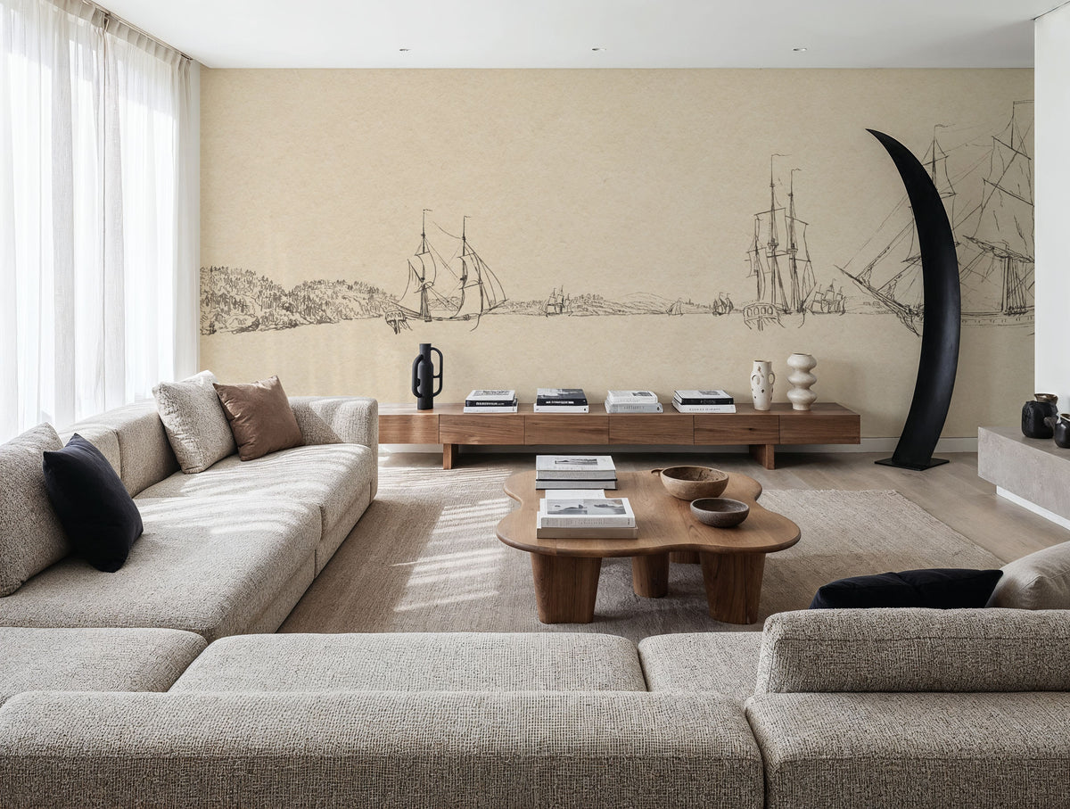 Sketch of the Harbor II Mural Wallpaper - room preview 03