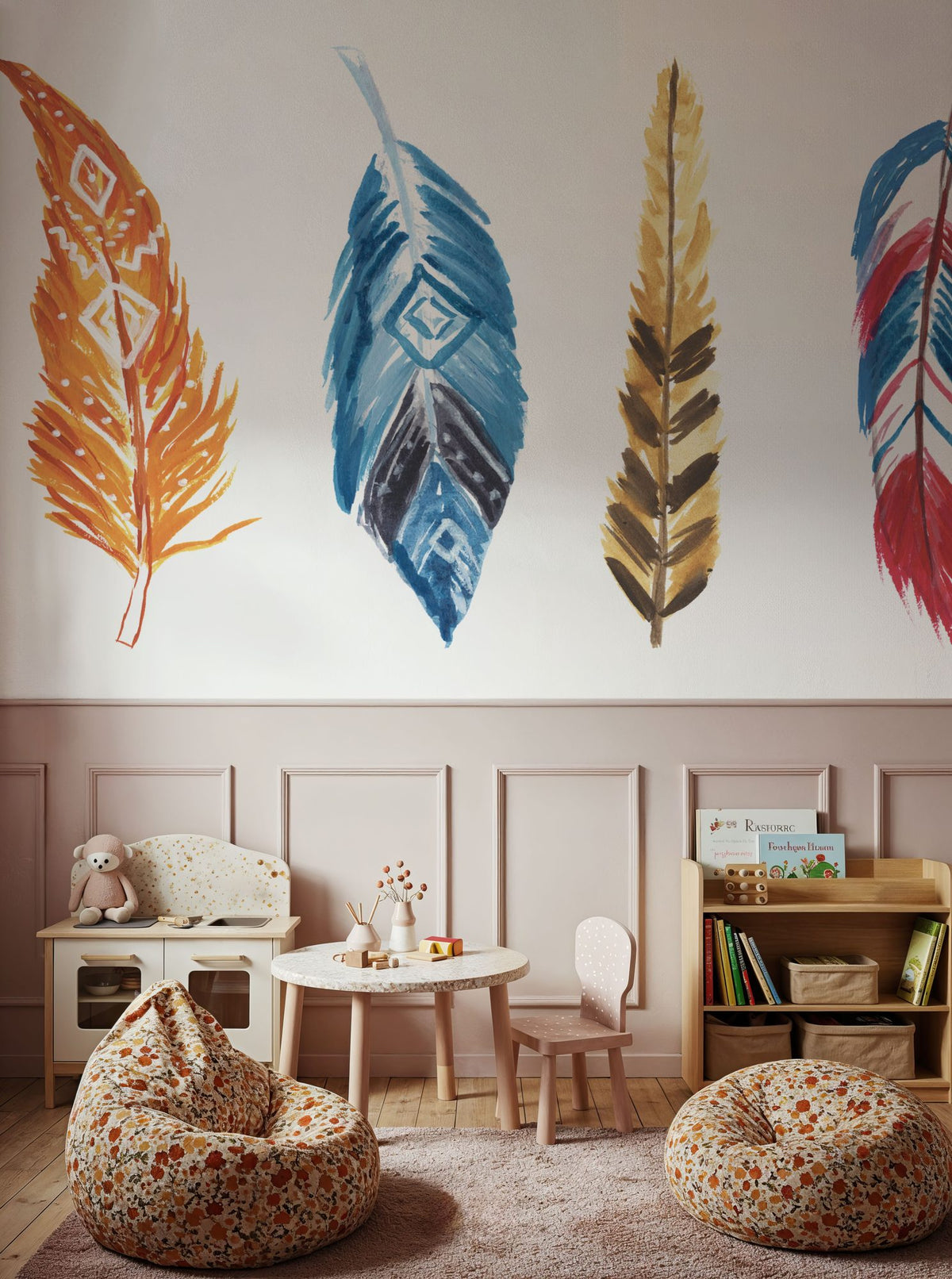 Rainbow Feathers II Mural Wallpaper - room preview 03
