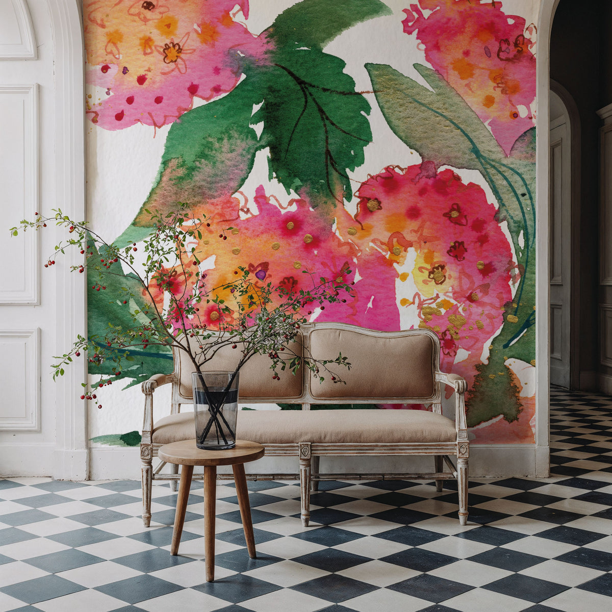 Summer Hydrangeas Mural Wallpaper - room preview 03