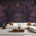 Shielded Leaf Purple Mural Wallpaper - room preview 03