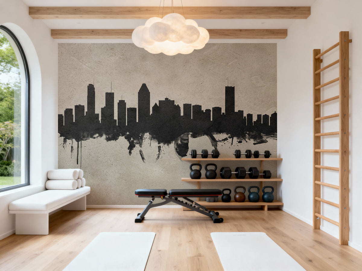 Montreal Canada Skyline Concrete Mural Wallpaper - room preview 03