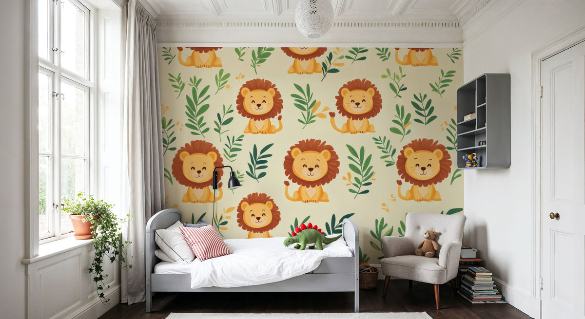 Lion Room Mural Wallpaper - room preview 03