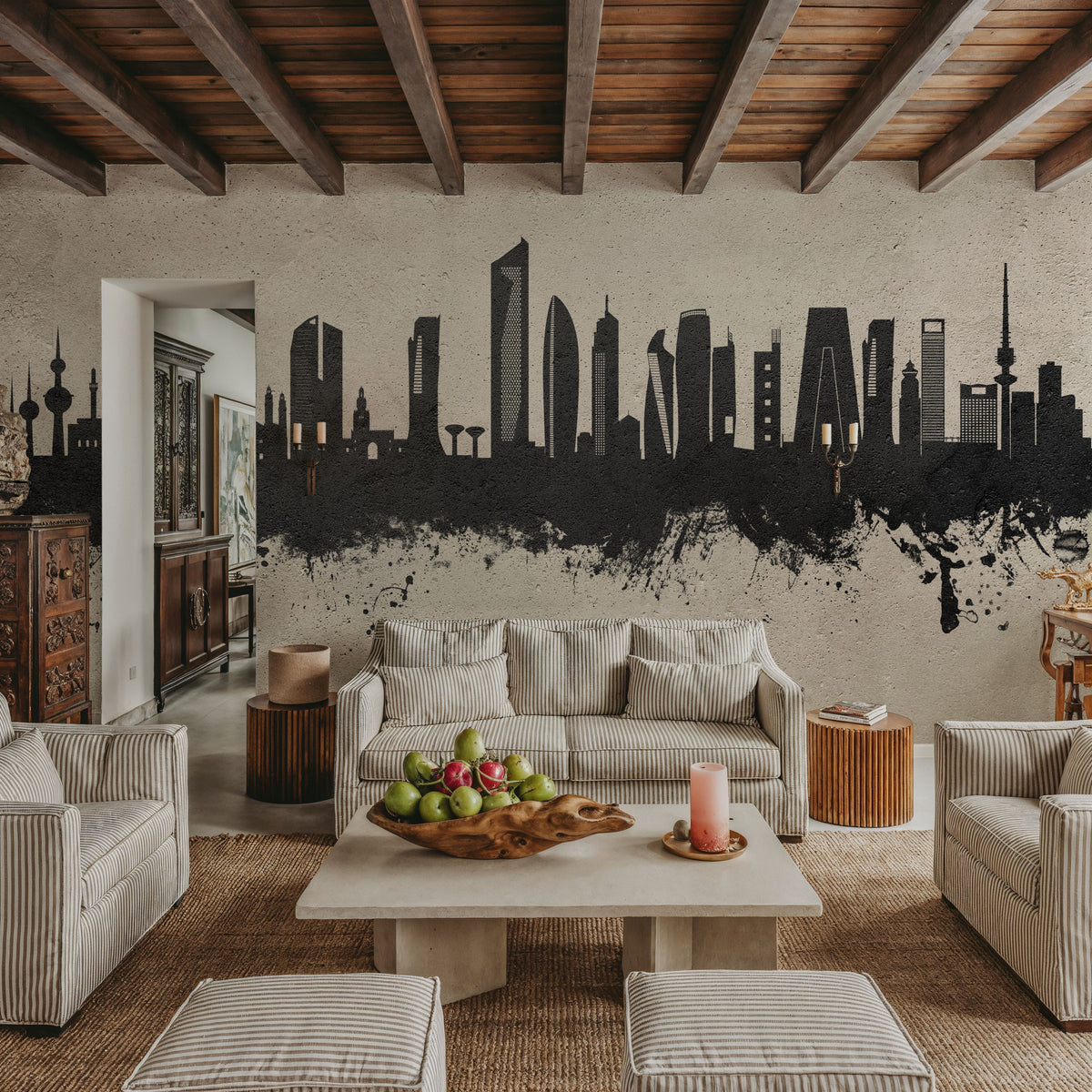 Kuwait City Skyline Concrete Mural Wallpaper - room preview 03