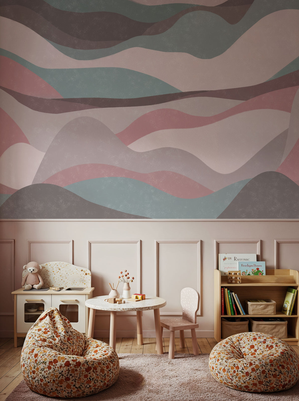 Collage Vista, Rose Mural Wallpaper - room preview 03