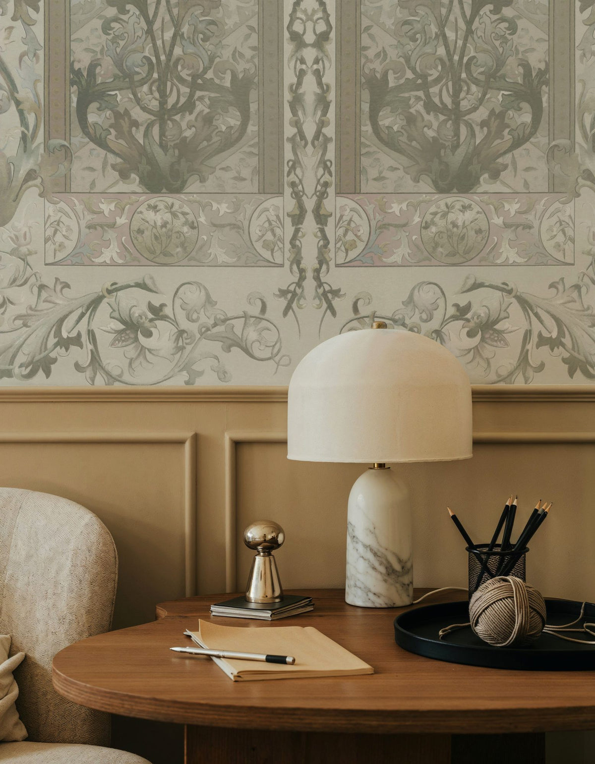 Plant Fantasy Ornament, Sage Mural Wallpaper - room preview 03