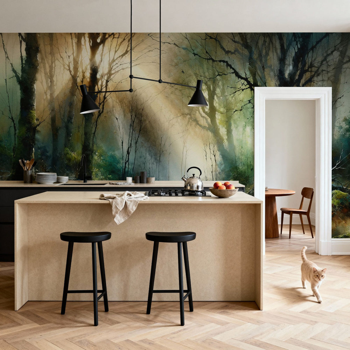 Misty Forest Awakening Mural Wallpaper - room preview 03