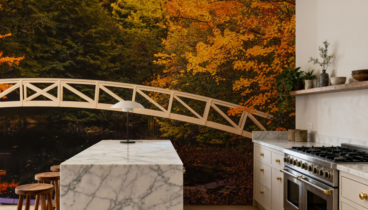 Autumn Footbridge Mural Wallpaper - room preview 03