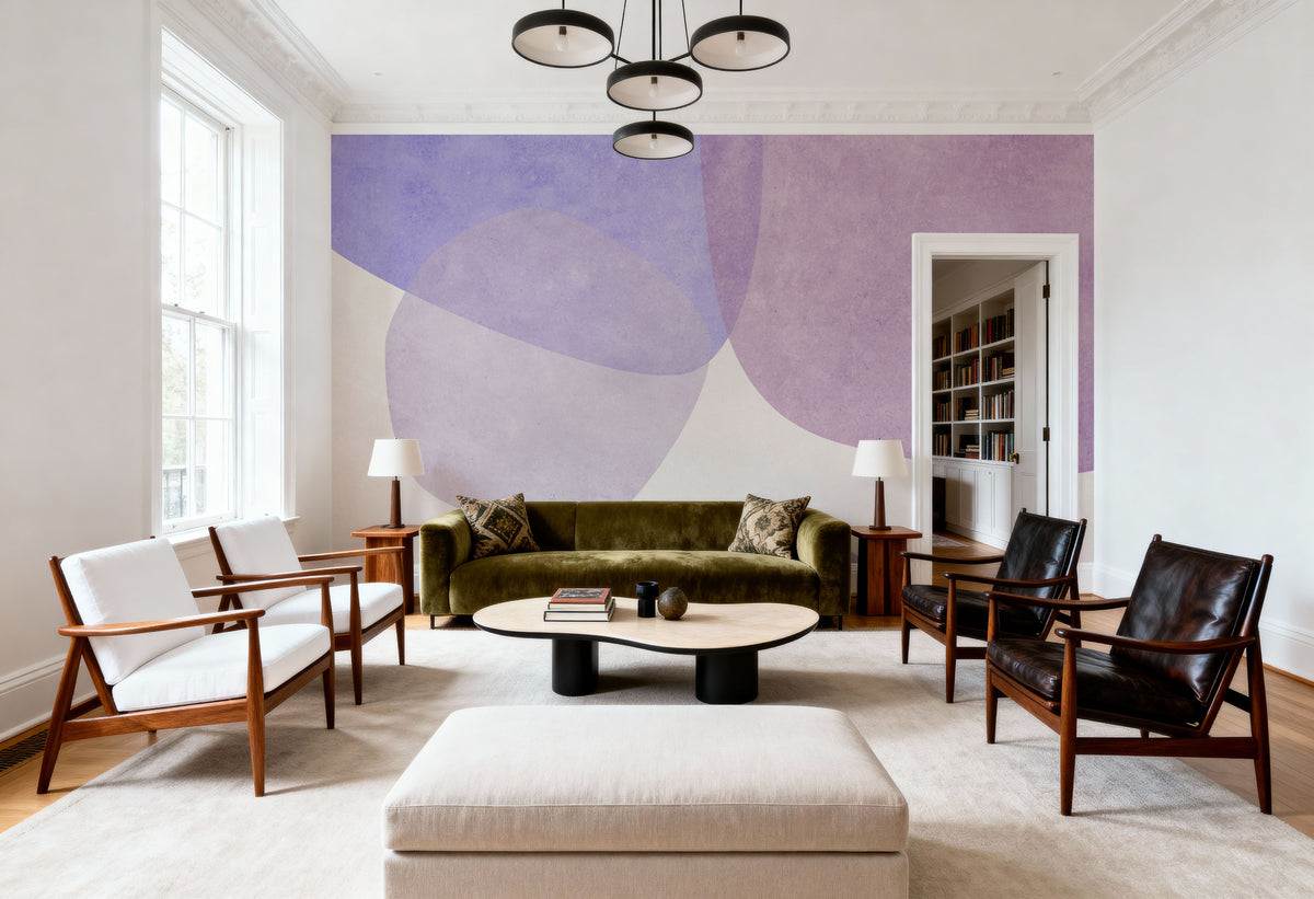Embracing Shapes, Aura Indigo Mural Wallpaper - room preview 03