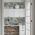 Whispers of the Mountain Pattern, White Mural Wallpaper - room preview 03