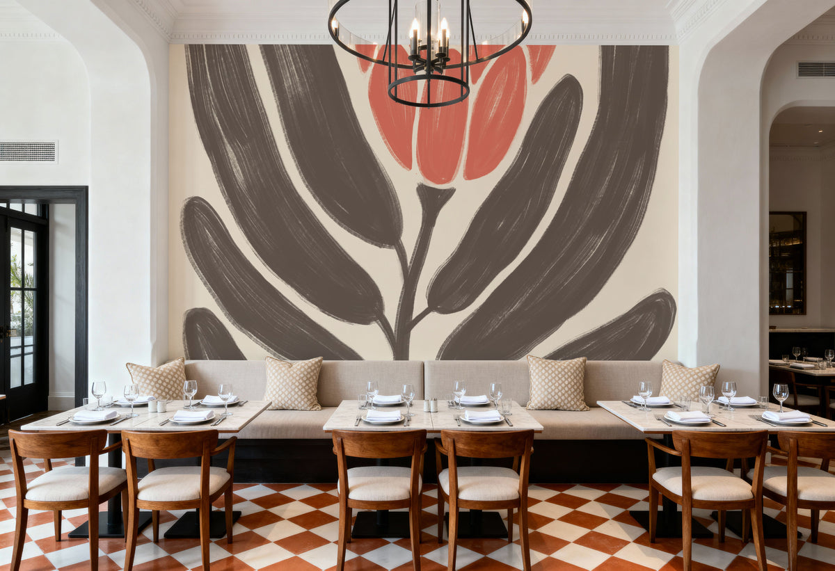 Simple Flowers I Mural Wallpaper - room preview 03