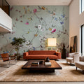Floral Heaven, Vibrant on Sage Mural Wallpaper - room preview 03