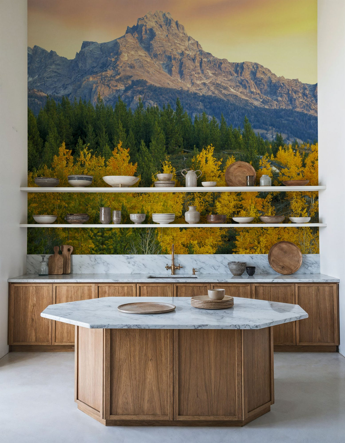 Golden Mountain Majesty Mural Wallpaper - room preview 03