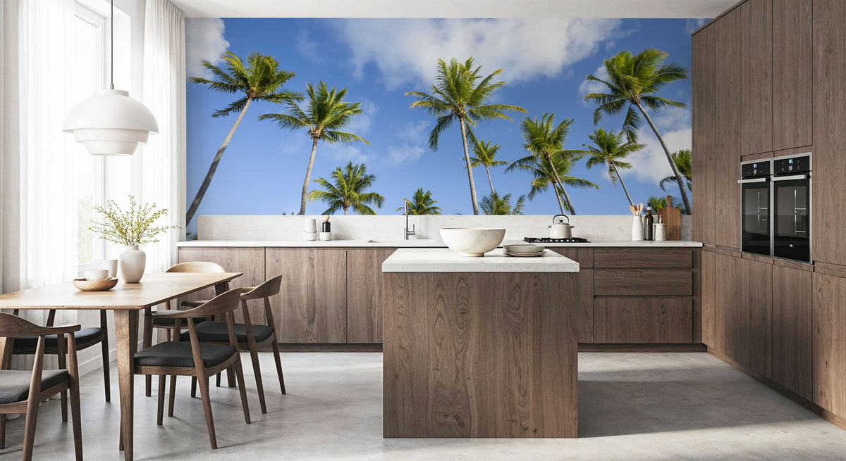 Strecthing Palm Trees Mural Wallpaper - room preview 03