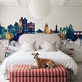 Nashik India Skyline Blue & Bronze Mural Wallpaper - room preview 03