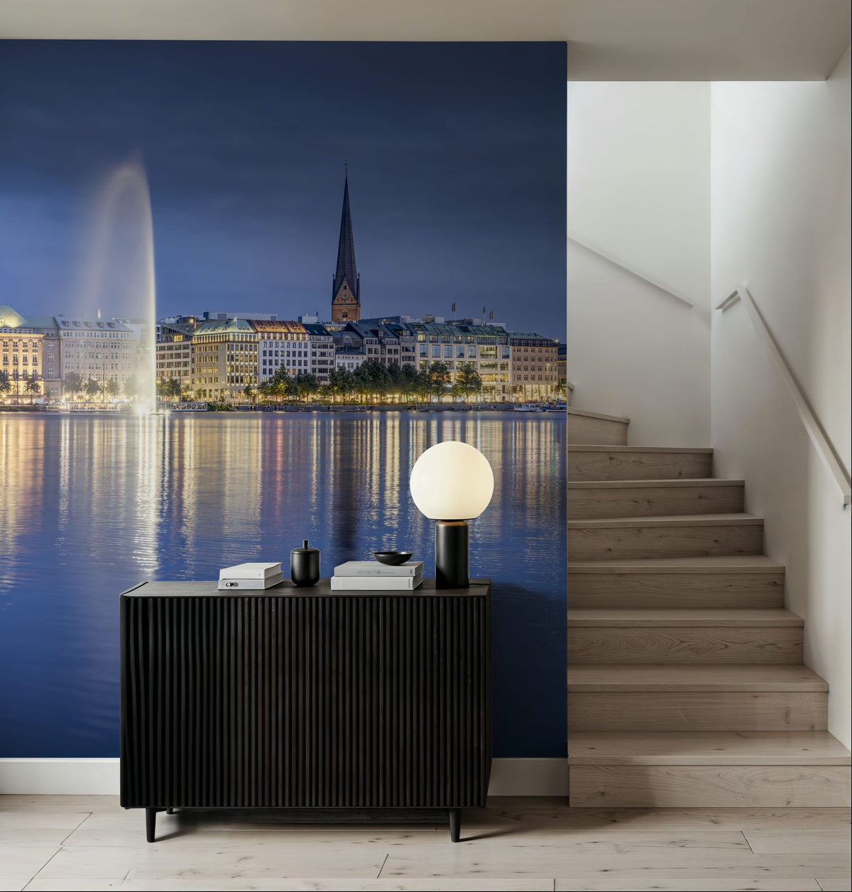 Twilight Fountain Mural Wallpaper - room preview 03