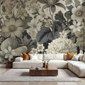 Dahlia Days, Beigy Lime Mural Wallpaper - room preview 03