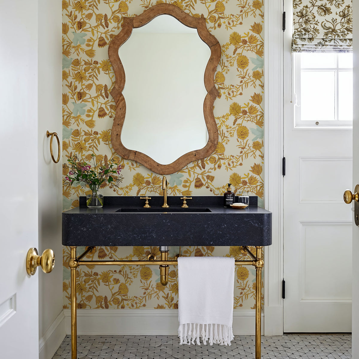 Miracle Blossoms and Birds, Yellow Mural Wallpaper - room preview 03
