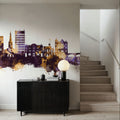 Maidstone England Skyline Purple & Gold Mural Wallpaper - room preview 03
