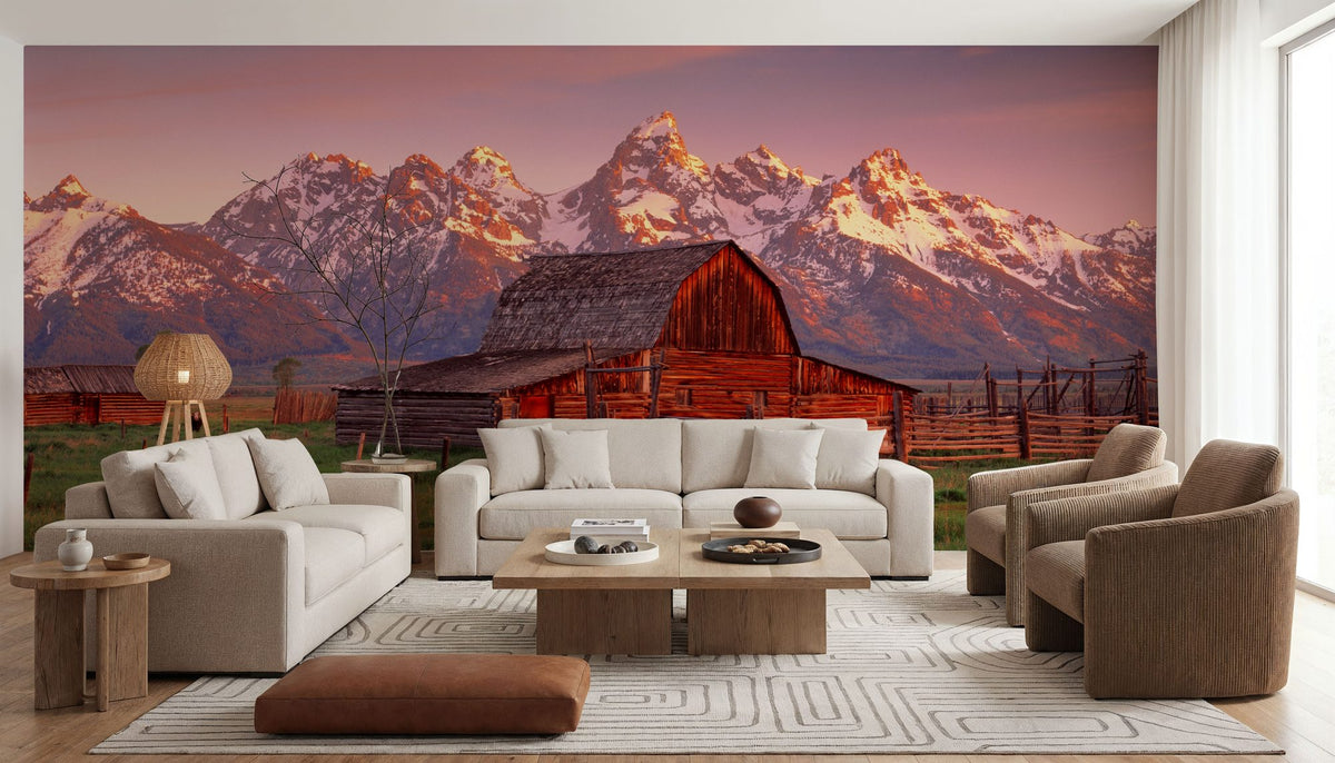 Mountain Homestead Red Mural Wallpaper - room preview 03