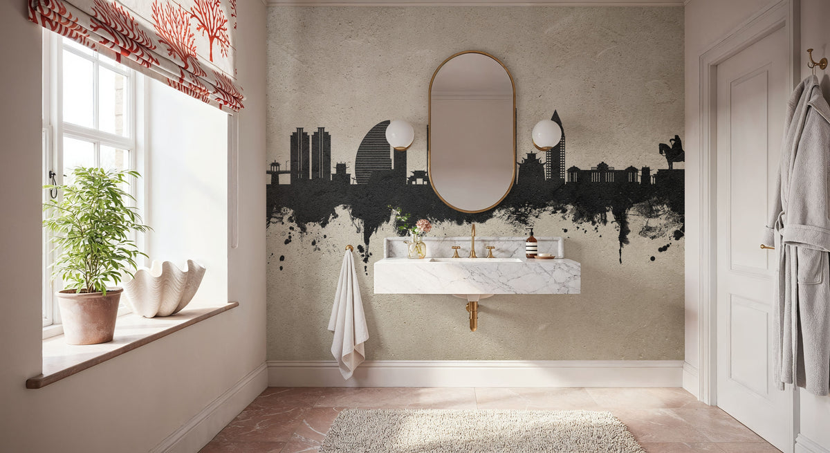 Ulaanbaatar Mongolia Skyline Concrete Mural Wallpaper - room preview 03