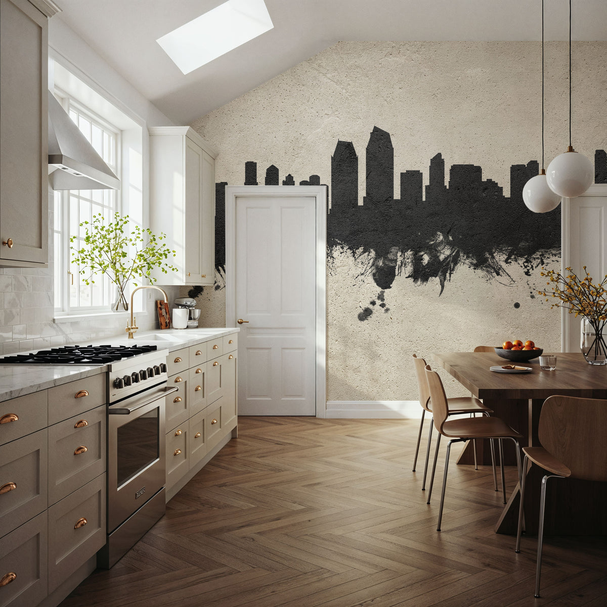 San Diego California Skyline Concrete Mural Wallpaper - room preview 03