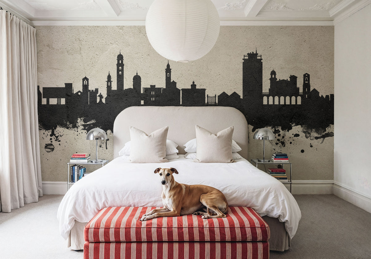 Lugano Switzerland Skyline Concrete Mural Wallpaper - room preview 03