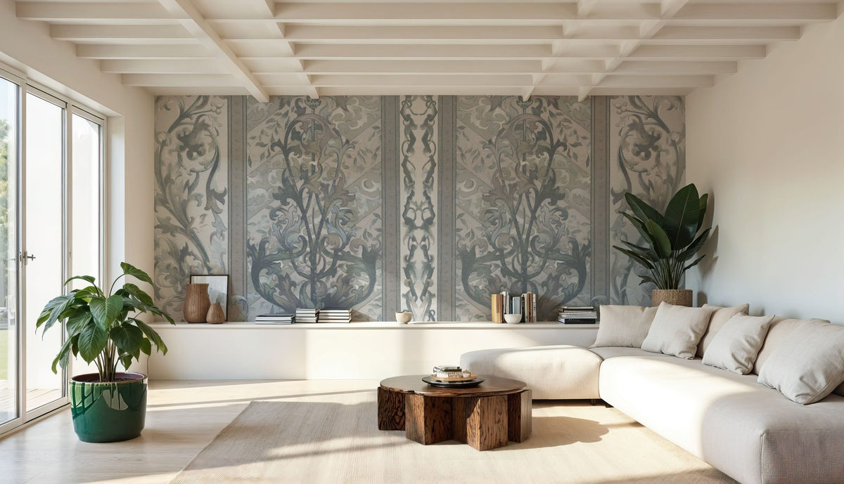 Plant Fantasy Ornament, Stone Mural Wallpaper - room preview 03