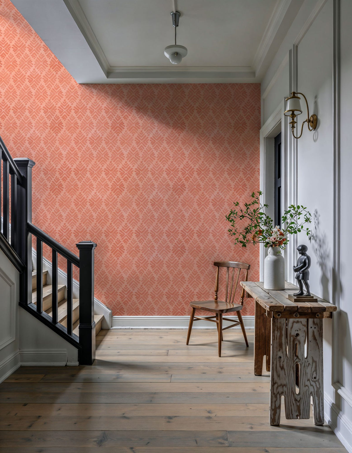 Bohemian Leaves Orange Mural Wallpaper - room preview 03