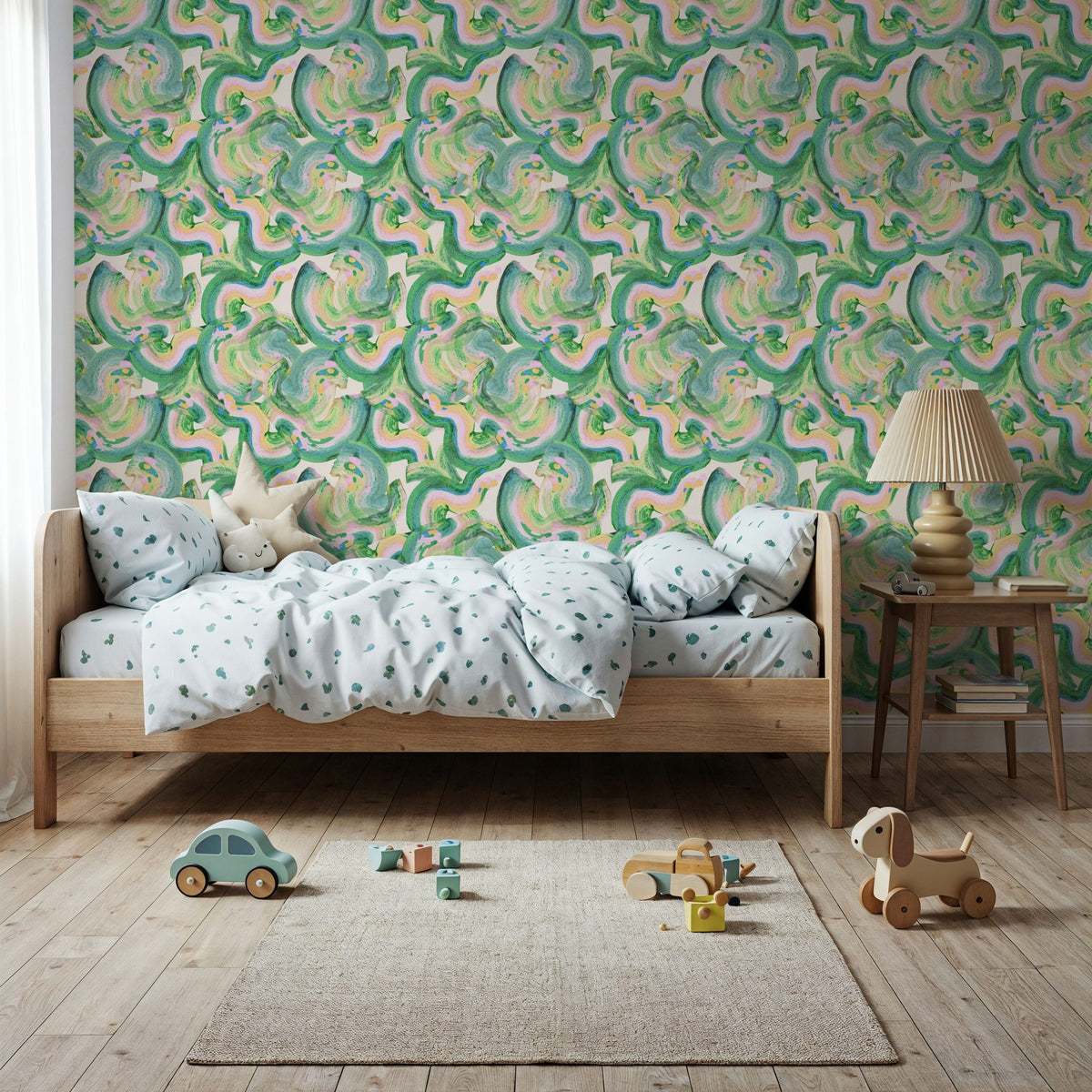 Rainbow Twirls Mural Wallpaper - room preview 03