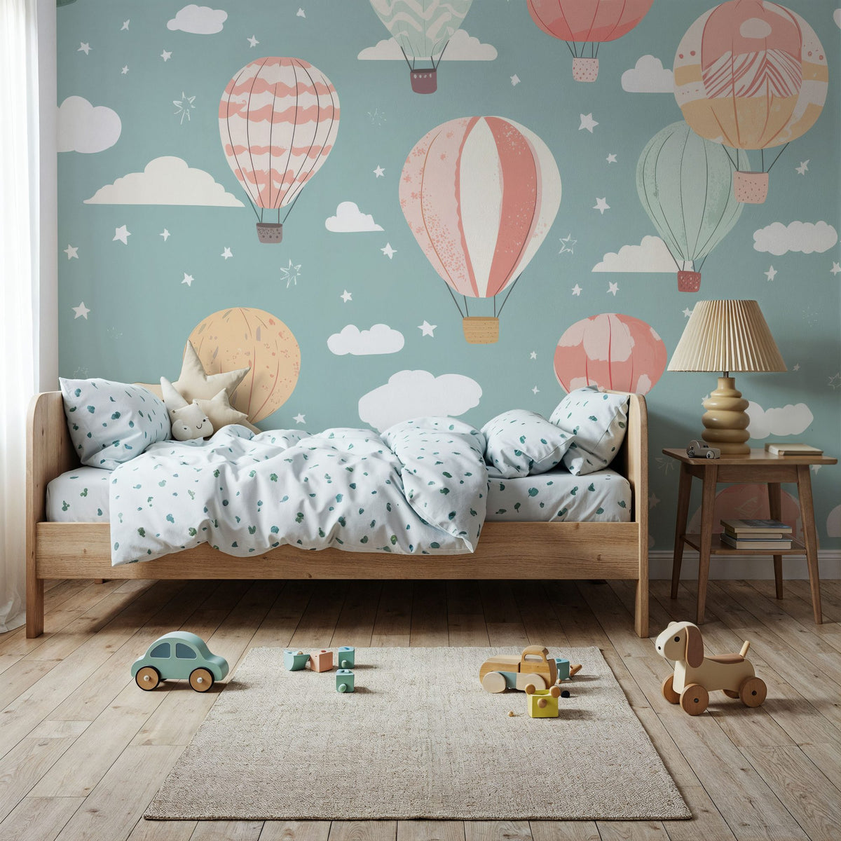 Hot Air Balloon Cloudy Mural Wallpaper - room preview 03