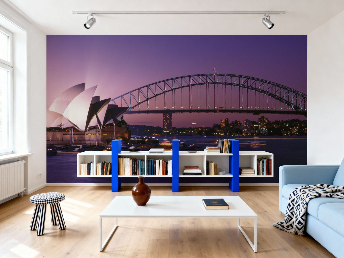 Sydney Harbor Twilight Mural Wallpaper - room preview 03