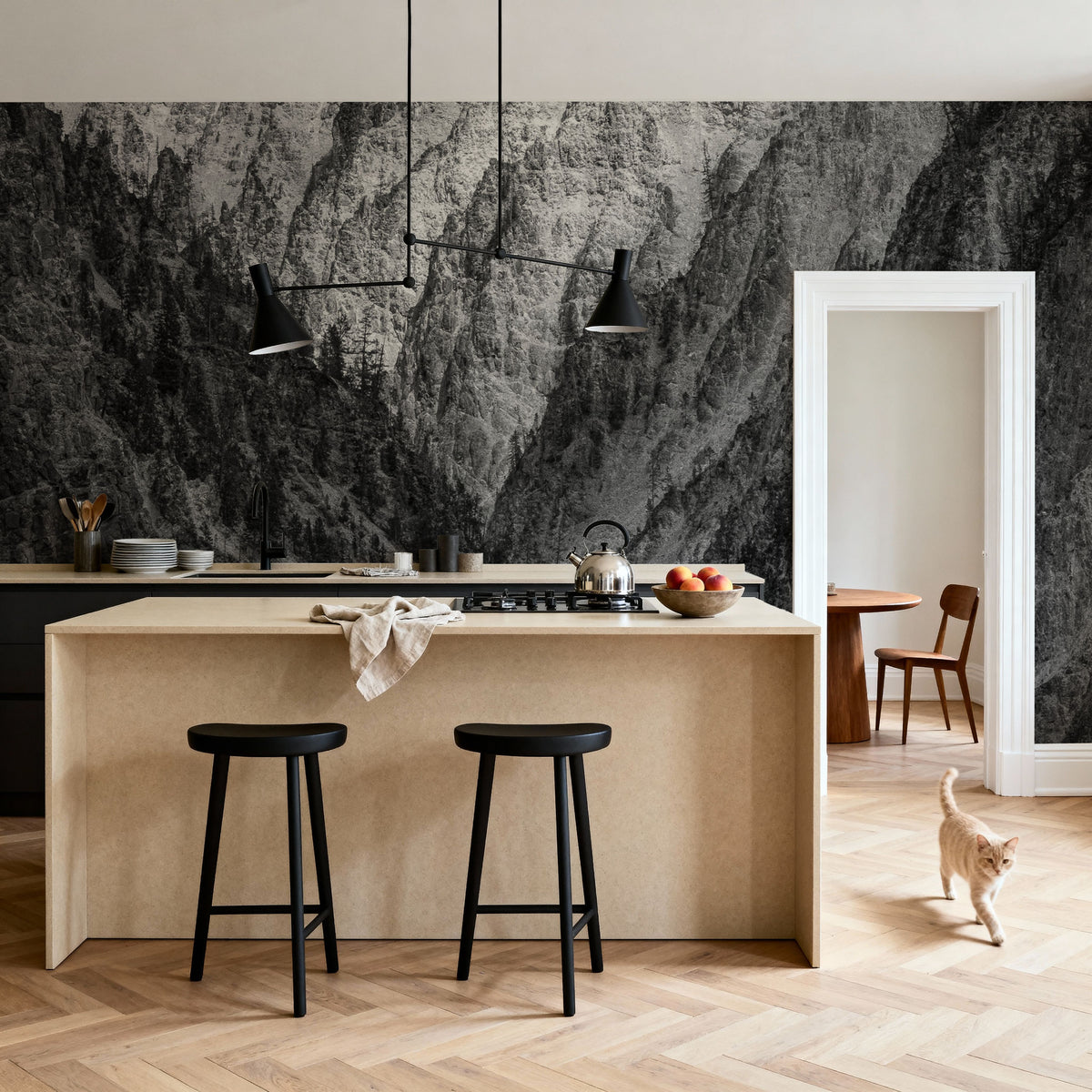 Yellowstone Summers BW Mural Wallpaper - room preview 03