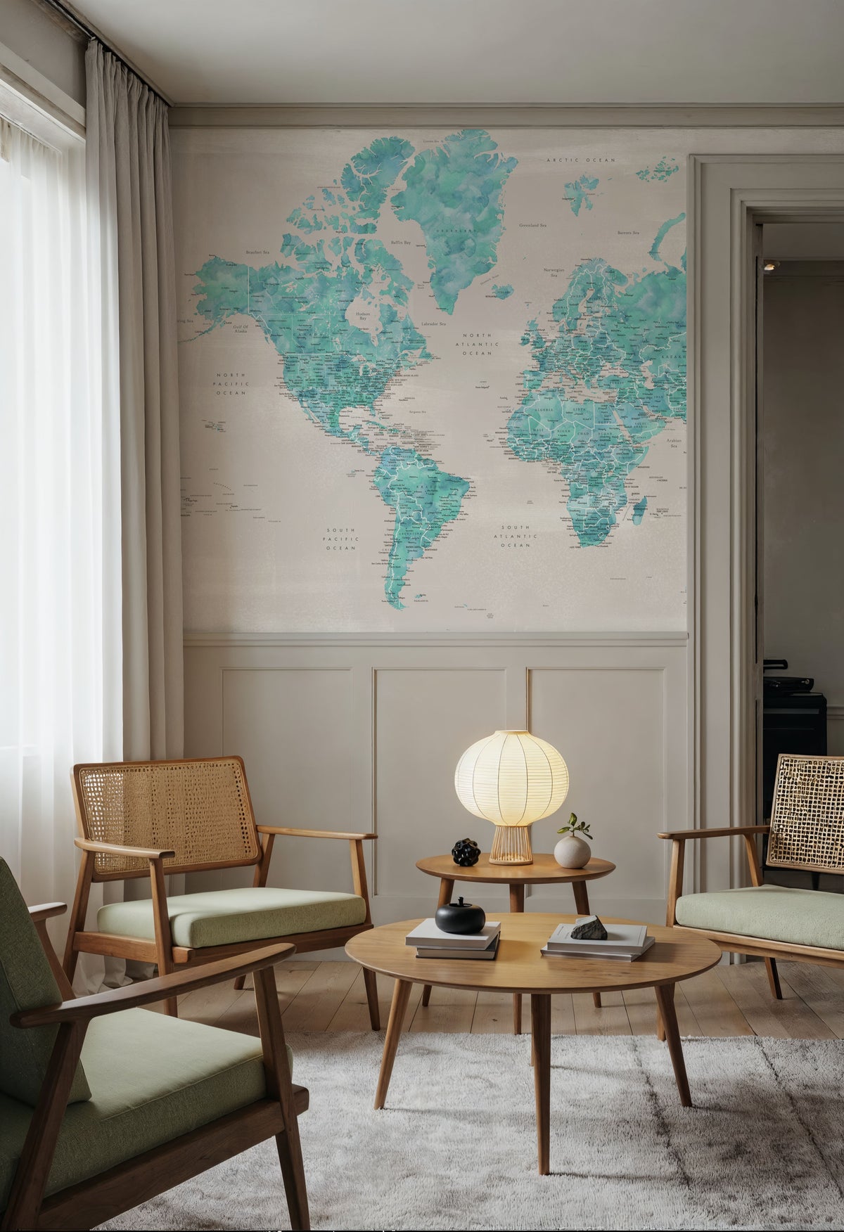 World Map Cities - Harriet Mural Wallpaper - room preview 03