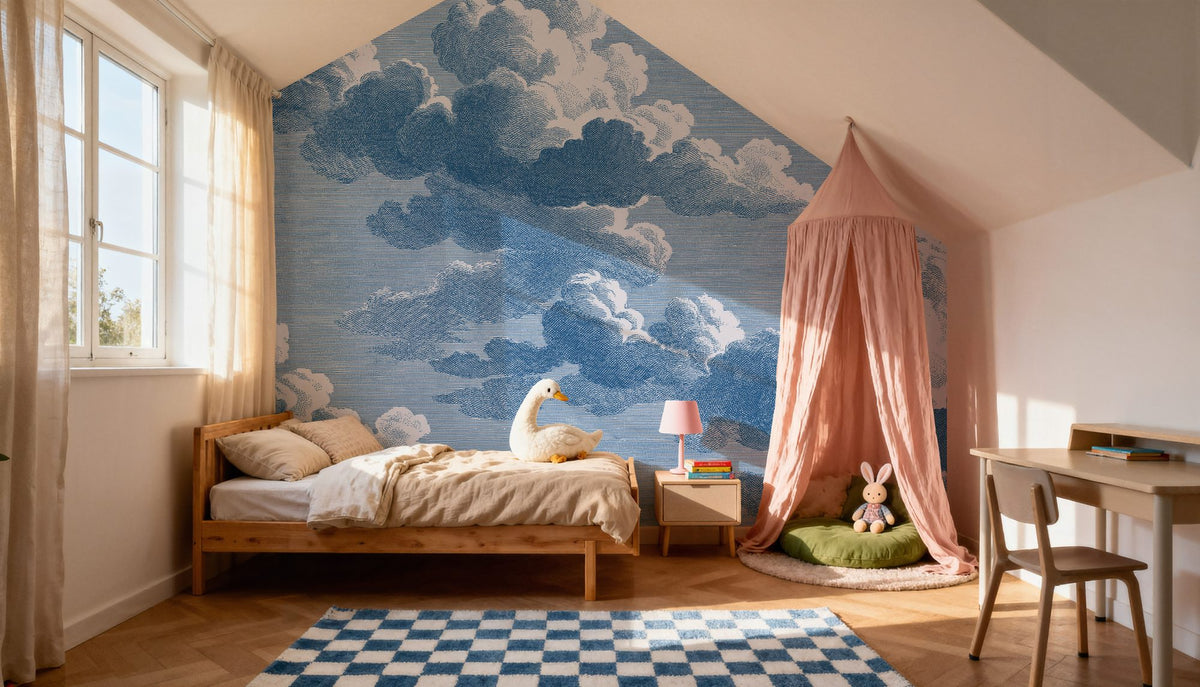 Intaglio Clouds, Blueberry Mural Wallpaper - room preview 03